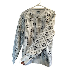 Womens XL Fleece Sweatshirt "I LOVE YOU to the MOON & Back" White Polka Dot CUTE